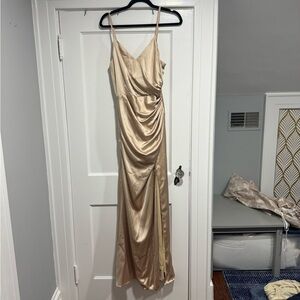 Revelry Rory bridesmaid dress in champagne, size 6